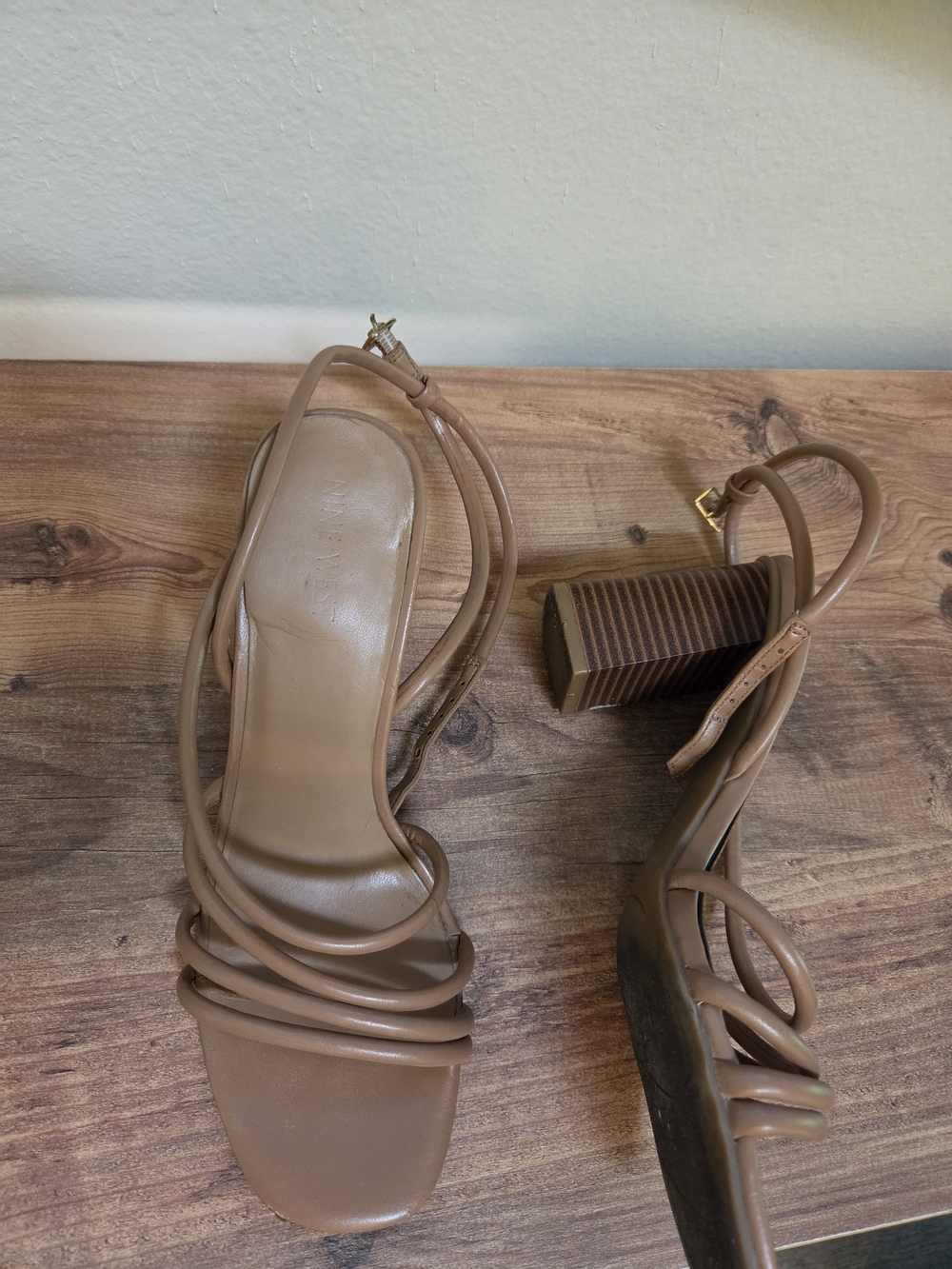 Nine West Tan Multi-Strap Block Heel Sandals